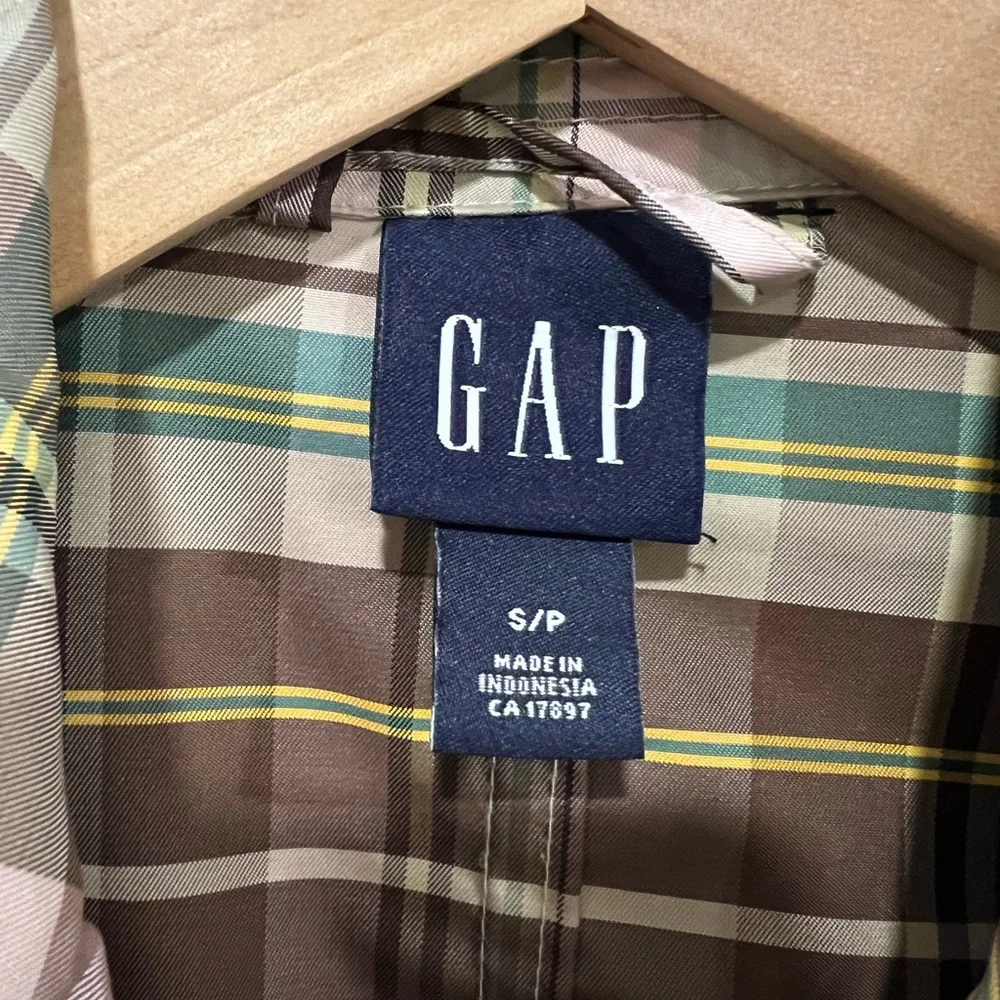 GAP Women's Trench Coat - Brown and Pink Plaid - Picture 9 of 16